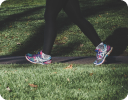 A person's legs and feet.